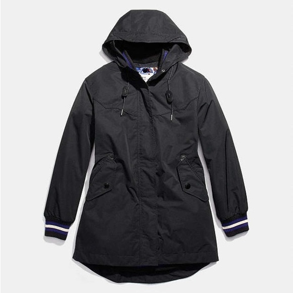Coach Raincoat Varsity Parka Black - S - Picture 1 of 9